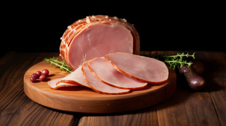 Smoked beef ham on a chopping board : Generative AIの素材