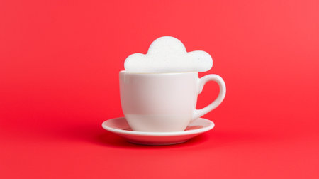 coffee grounds in a red cup on a green white background : Generative AIの素材