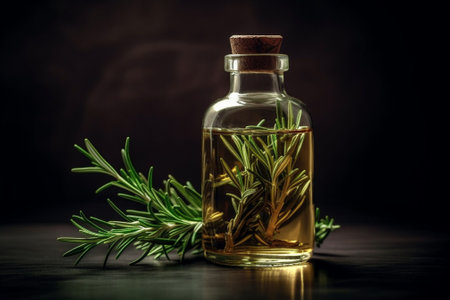 olive oil with herbs in a bottle : Generative AIの素材