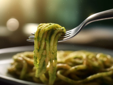 Green spiral macaroni The color is made of spinach : Generative AIの素材