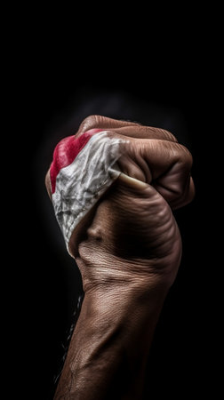 A man fists clenched focused on the fist : Generative AIの素材