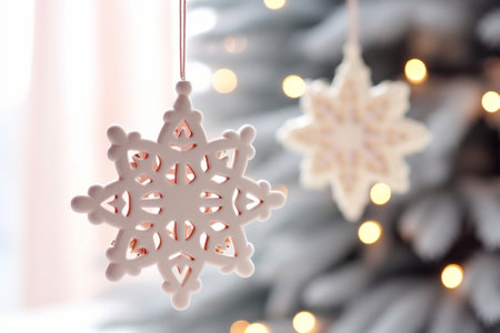 Christmas decorative with snowflake on christmas tree : Generative AIの素材