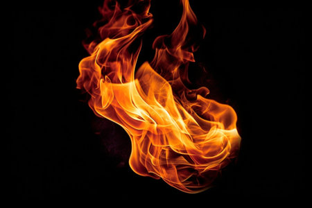 Fire flames isolated on black background : Generative AIの素材
