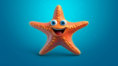 Close up red starfish on blue background : Generative AIの素材