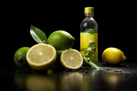 Natural Lemon Lime and mango on display in the store : Generative AIの素材
