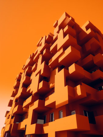 Orange facades of residential buildings : Generative AIの素材