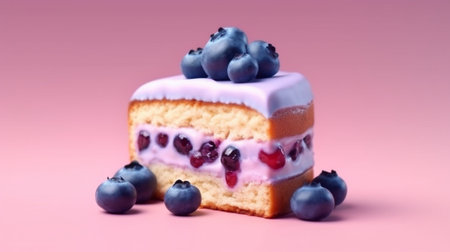 Sweet dessert with apples blueberries and cranberries on a green background : Generative AIの素材