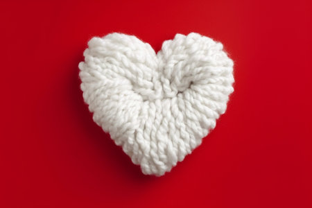 Top view of white broken heart on red background with copy space Design for St Valentines day : Generative AIの素材