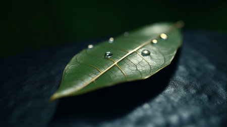 Small autumn leaf with rain drop Selective focus : Generative AIの素材