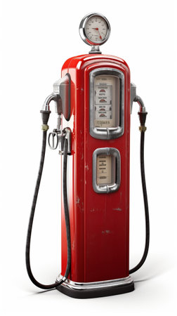 Vintage Red Gasoline Pump : Generative AIの素材
