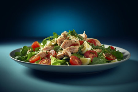 Tuna salad with arugula and tomatoes : Generative AIの素材