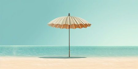 beach and sun straw umbrella on the beach : Generative AIの素材