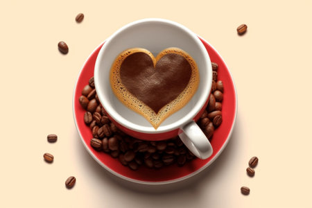 cup of coffee with heart : Generative AIの素材