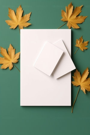 autumn leaves on a green background : Generative AIの素材