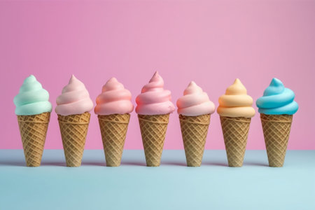 colorful empty ice cream cones : Generative AIの素材