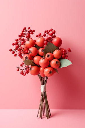 Red winter berries and Christmas bouquet are in the shop against blurred background Christmas decoration : Generative AIの素材