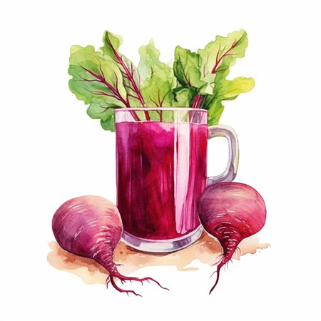 beetroot juice in a glass on a white background : Generative AIの素材