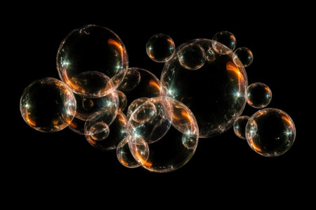 a lot of bubbles on a black background : Generative AIの素材