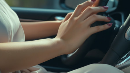 female hand on the gearshift race car : Generative AIの素材