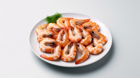 shrimps on a plate : Generative AIの素材