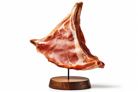 Jamon serrano A Spanish ham on white wooden beckground Smoked ham : Generative AIの素材
