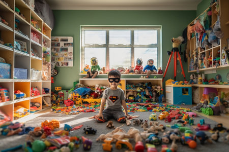 A child is playing in a childrens playroom : Generative AIの素材