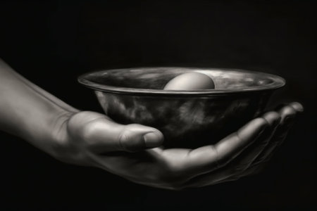 Closeup of a hands cracking an egg into a bowl : Generative AIの素材