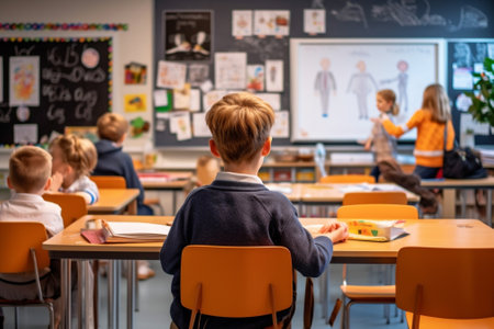 Belgrade 23092020 School classroom in blur background without student in Belgrade September : Generative AIの素材