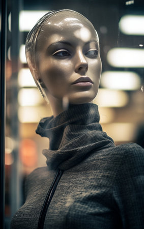 Mannequin face with moody lighting : Generative AIの素材