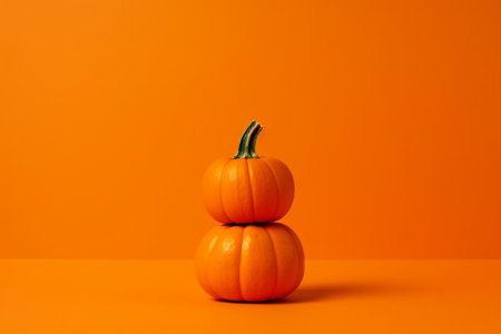 Three orange pumpkins laying on green grass Copy space : Generative AIの素材