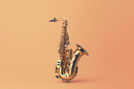 Saxophone on gray background : Generative AIの素材
