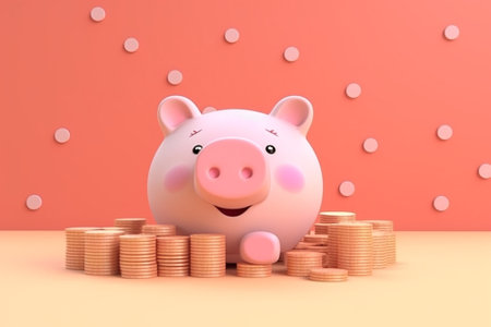abacus and piggy bank : Generative AIの素材