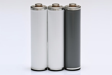silver AA batteries isolated on white : Generative AIの素材