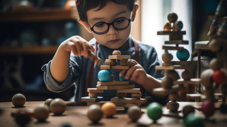 Child playing with a toy : Generative AIの素材