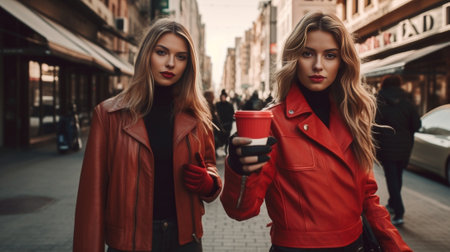 Man and womans hands in red winter hoodie holding glass bottles of coca cola Russia Krasnodar city Moskovskaya street1161 06122019 : Generative AIの素材