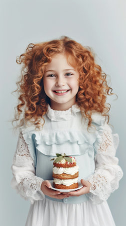 Little girl with long curly hair and comb in the hands of caring for her hair : Generative AIの素材