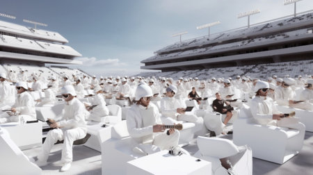 White seats on the stadium : Generative AIの素材