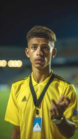 Linesman soccer referee with flags : Generative AIの素材