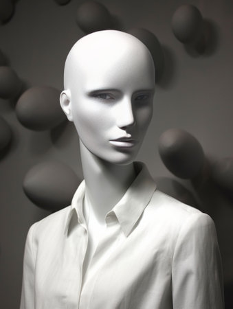 Mannequin face with moody lighting : Generative AIの素材