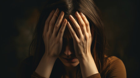 Depressed sad Caucasian woman cries in despair puzzled man gestures and doesnt know how to help solve difficult situation Helpless sorrowful girl faces problems in life E : Generative AIの素材