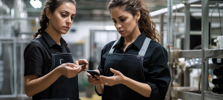 Confused female office worker has some troubles with work on tablet calls mechanic tries to solve problem Busy female manager being unable to create graphic calls colleag : Generative AIの素材