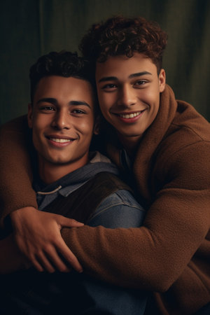 Im always here for you Indoor shot of warmhearted young African American man showing compassion to unrecognizable male patting him on shoulder while trying to comfort and : Generative AIの素材