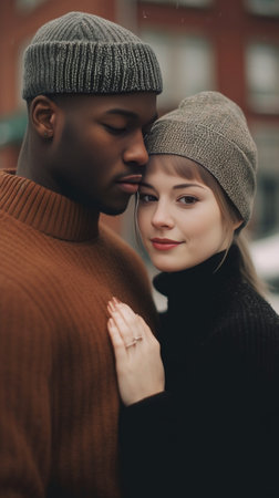 Deep connection between two young people of different races looking at each other with pure unconditional love and affection loving supporting and caring for each other I : Generative AIの素材