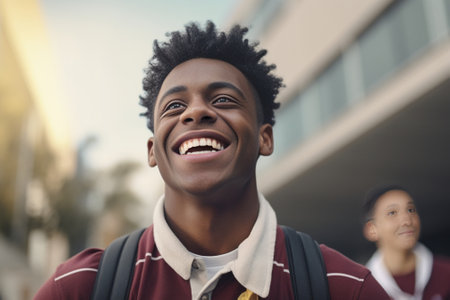 Beautiful stylish young African male student having surprised expression after recieving message looking with big opened eyes and mouth in camera being happy to pass exam : Generative AIの素材