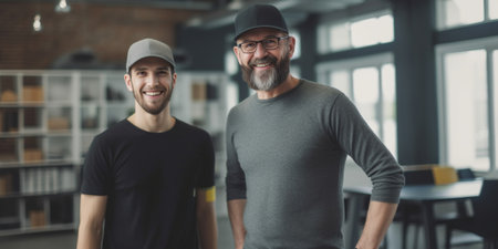 Indoor shot of confident male enterpreneur wears trendy cap looks strictly from spectacles being indignant cant understand where colleagues are Fashionable dark skinned h : Generative AIの素材