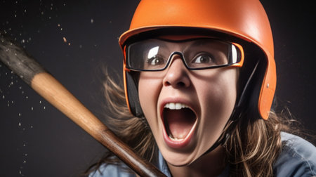 Omg Wow Studio portrait of emotional surprised young European service technicians wearing safety goggles looking at camera in full disbelief keeping mouths wide opened an : Generative AIの素材