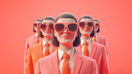 Composition of five different people wear spectacles look with surprised expression beig from various nations express shock and disbelief Women and men stand in row isola : Generative AIの素材