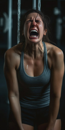 Closeup portrait stressed frustrated woman crying or weep having temper tantrum isolated on wall background Negative human emotion facial expression reaction attitude Fre : Generative AIの素材
