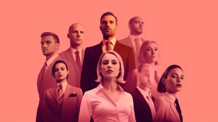 Composition of five different people wear spectacles look with surprised expression beig from various nations express shock and disbelief Women and men stand in row isola : Generative AIの素材