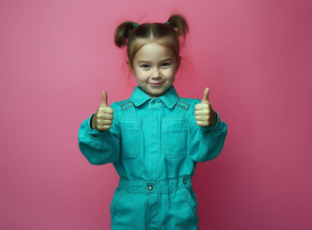 Amazed astonished cute teenage girl wearing stylish jumpsuit looking up in fascinating and pointing index finger indicating something curious and shocking Genuine human e : Generative AIの素材